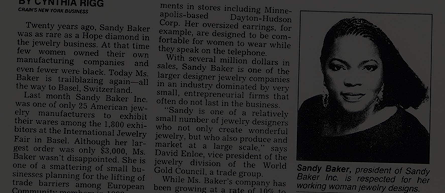 Sandy Baker featured in Crain’s New York