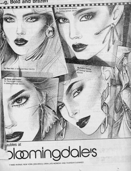 Bold and Brazen. Sandy's ear sculptures in a Bloomingdale's newspaper ad.