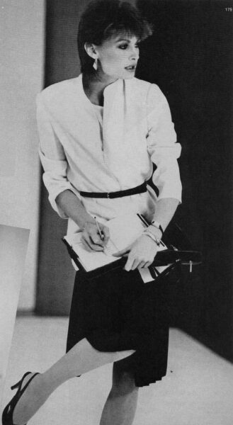 Her Gable Earrings in Vogue. Designs for career women were always a primary focus.