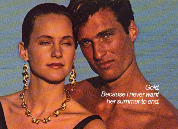 Her Raindrop Earrings in a national gold campaign. Bold, sculptural and very comfortable.