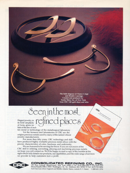Sandy's designs featured in Consolidated Refining Company's national ad campaign, Seen in the most refined places.
