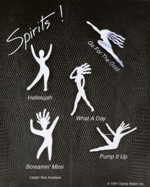Spirits! Her pin figures, each named: Hallelujah, Go For The Gold, What A Day, Screamin' Mimi and Pump It Up.