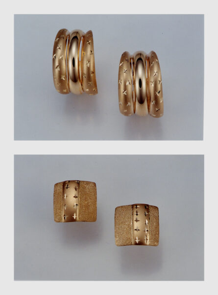 More STARLIGHT Collection earrings in all gold, in banded and ridged forms.