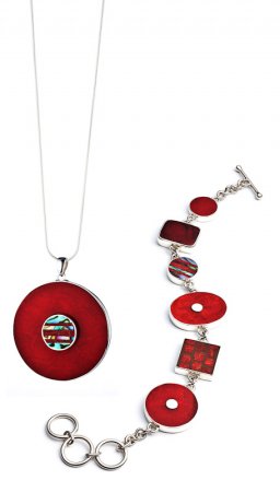 Cardinal Necklace (PN2351)& Red Velvet Bracelet (BR2333), from the Signature collection by Sandy Baker